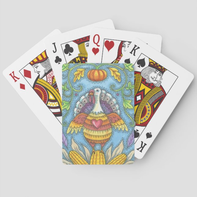 THANKSGIVING FOLK ART TURKEY & MAJ PLAYDS CARDS CASINOKORT (Baksidan)