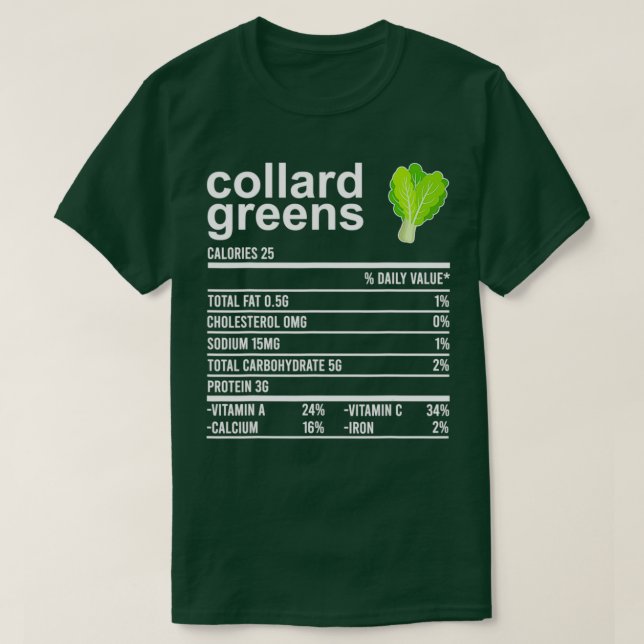 Thanksgiving Food Collard Grönts Näringsfakturor T Shirt (Design framsida)