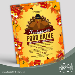 Thanksgiving Food Drive Charity Fundraiser Reklamblad
