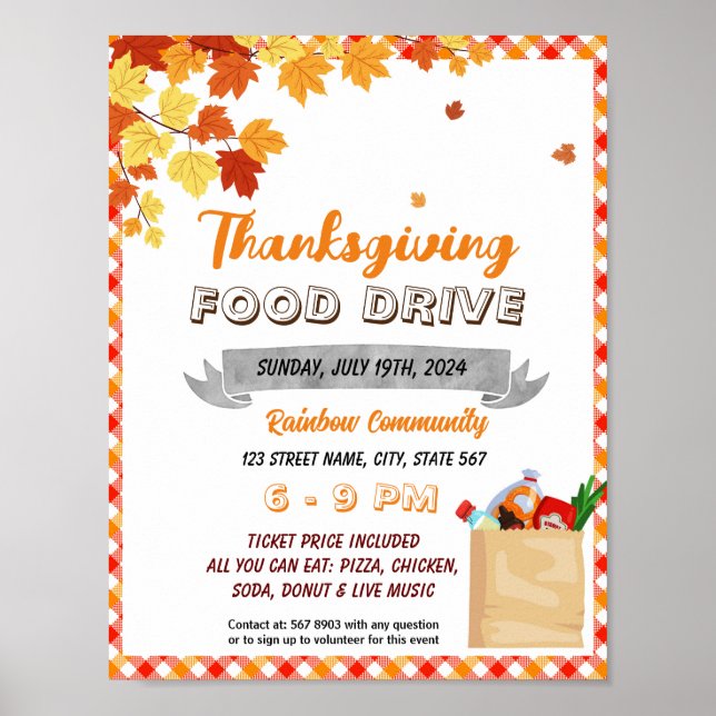 Thanksgiving Food Drive event Flyer Poster (Framsidan)