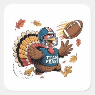 Thanksgiving Football Turkey Fantasy Football Fyrkantigt Klistermärke
