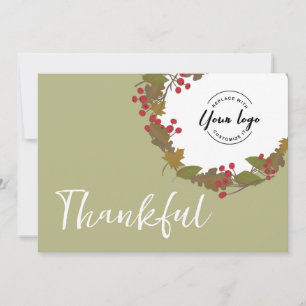 Thanksgiving för affärsmässig logotyp med tacksamt tack kort
