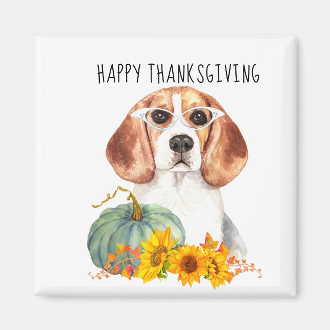 Thanksgiving för Anpassadet Hipster Beagle Magnet (Framsidan)