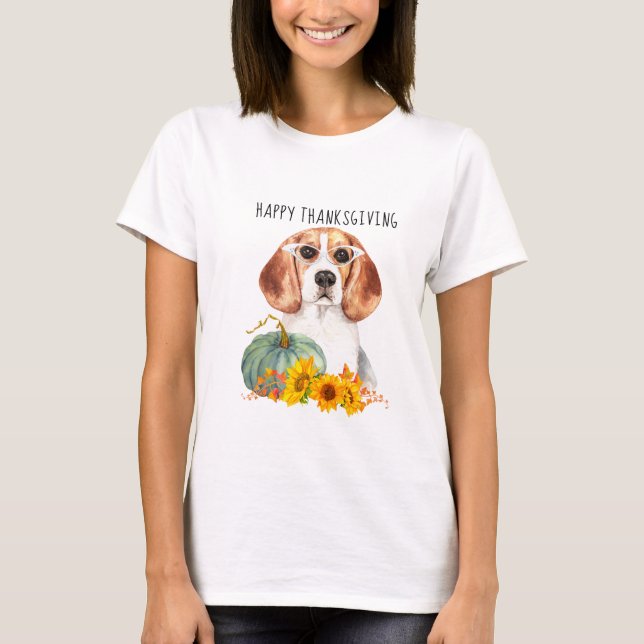 Thanksgiving för Anpassadet Hipster Beagle T Shirt (Framsida)