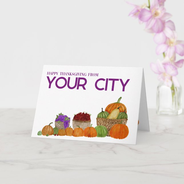 Thanksgiving för anpassadets vattenfärgspumpor kort (Orkide)