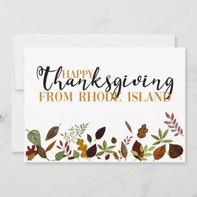 Thanksgiving för avfällning av rhode island julkort (Framsida)