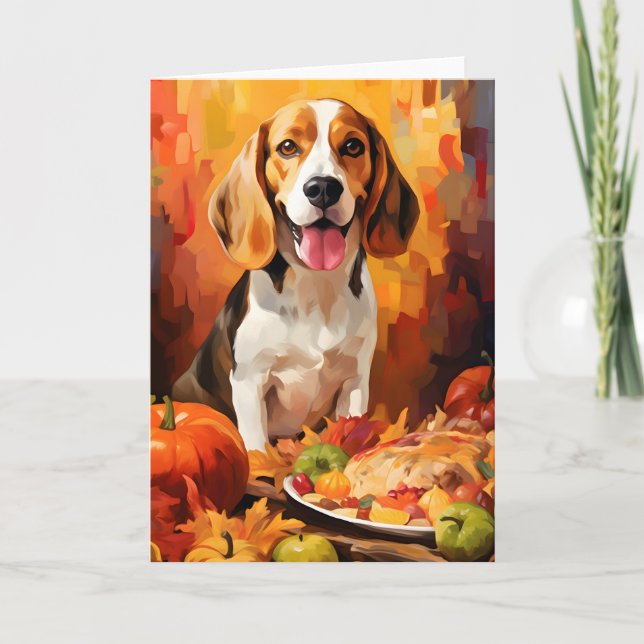 Thanksgiving för Beagle Autumn Kort (Framsida)