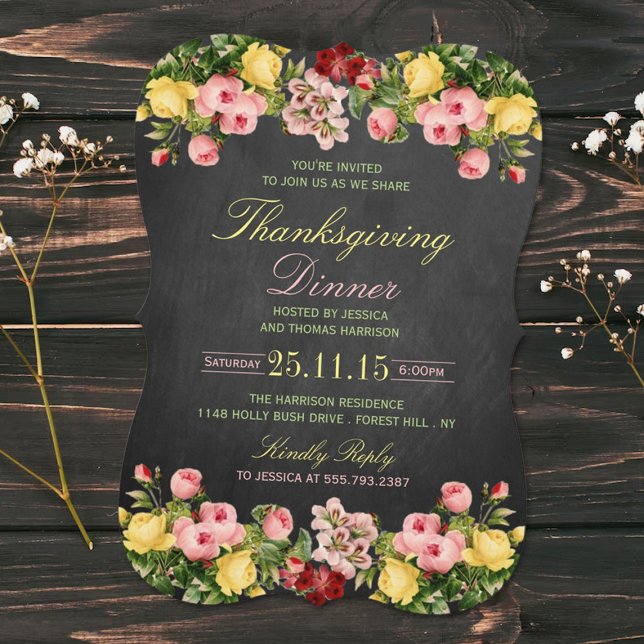 Thanksgiving för Blommigt av elegant-kalkboard,  Inbjudningar (Skapare uppladdad)