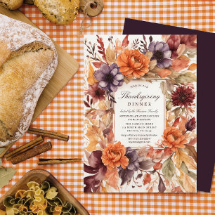 Thanksgiving för Blommigt av hönselegans vattenfär Inbjudningar