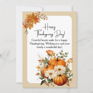 Thanksgiving för Blommigt av personlig Vit och Ora Julkort