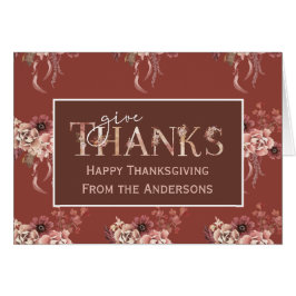 Thanksgiving för Blommigt av vattenfärg i personli Hälsningskort