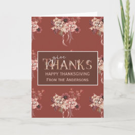 Thanksgiving för Blommigt av vattenfärg i personli Kort