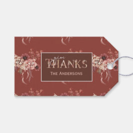 Thanksgiving för Blommigt av vattenfärg i personli Presentetikett