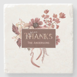 Thanksgiving för Blommigt av vattenfärg i personli Stenunderlägg