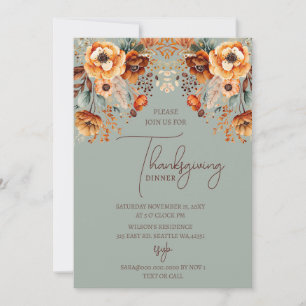 Thanksgiving för Blommigt höstfälla Inbjudningar