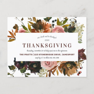 Thanksgiving för Blommigt på rustik höst Inbjudan Vykort