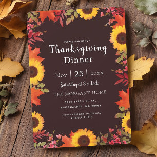 Thanksgiving för Blommigt på rustik höst Inbjudningar