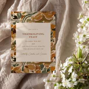 Thanksgiving för Boho Autumn Terracotta Blommigt F Inbjudningar
