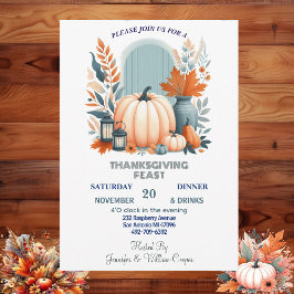 Thanksgiving för Boho Pumpkin Löv-hösten-Flora - ö Inbjudningar