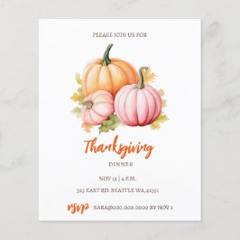 Thanksgiving för budgetfallupprop inbjudan