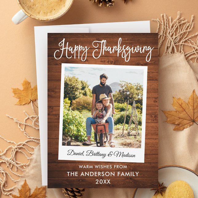 Thanksgiving för Calligraphy Instant Camera Photo  Julkort (Customize to add more text or photos to back of card.)