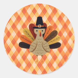 Thanksgiving för cute, klassisk/vintage, Turkiet Runt Klistermärke
