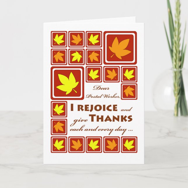 Thanksgiving för den post- arbetaren, höst löv helgkort (Framsida)