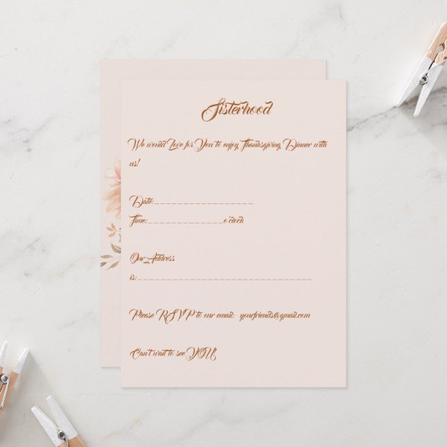 Thanksgiving för Elegant av personlig Inbjudningar (Fram/Back In Situ)
