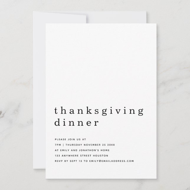 Thanksgiving för enkel text inbjudningar (Framsida)