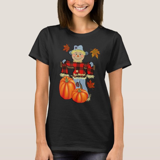 Thanksgiving för Fall Lycklig Fågelskrämma, höst T Shirt (Framsida)
