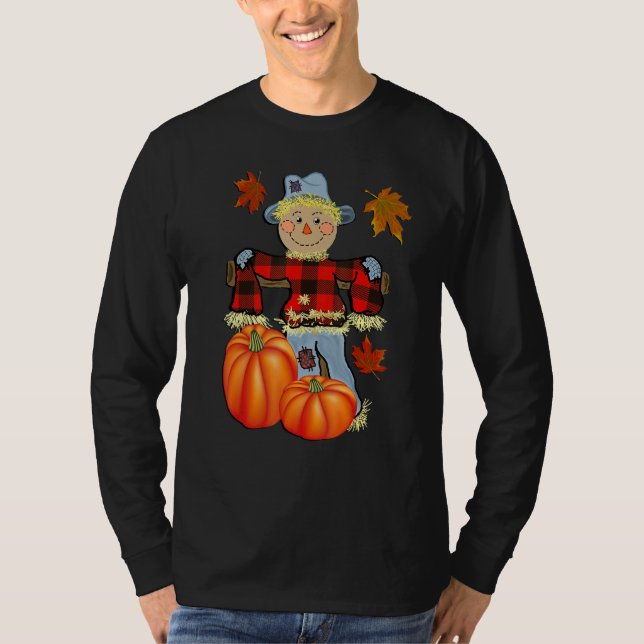 Thanksgiving för Fall Lycklig Fågelskrämma, höst T Shirt (Framsida)
