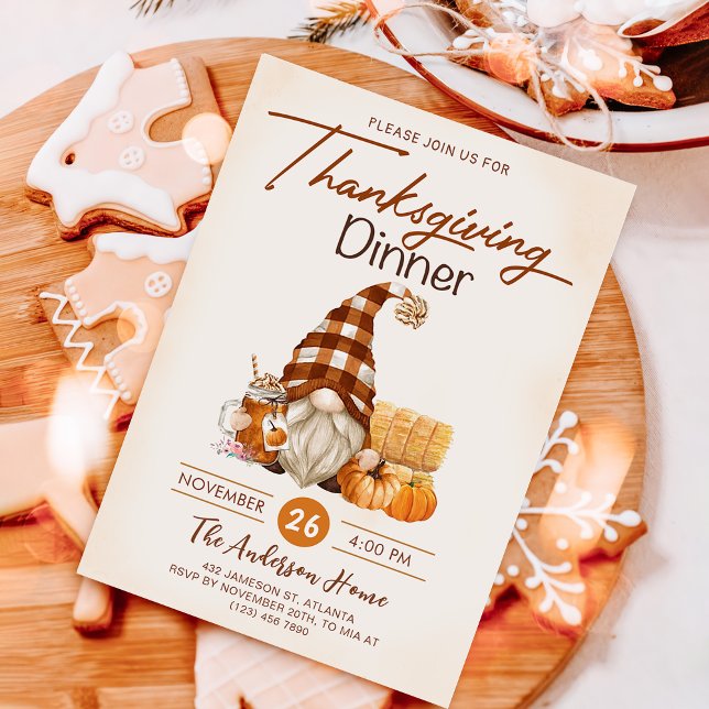 Thanksgiving för Fall Pumpkin Gnomes Inbjudningar (Skapare uppladdad)