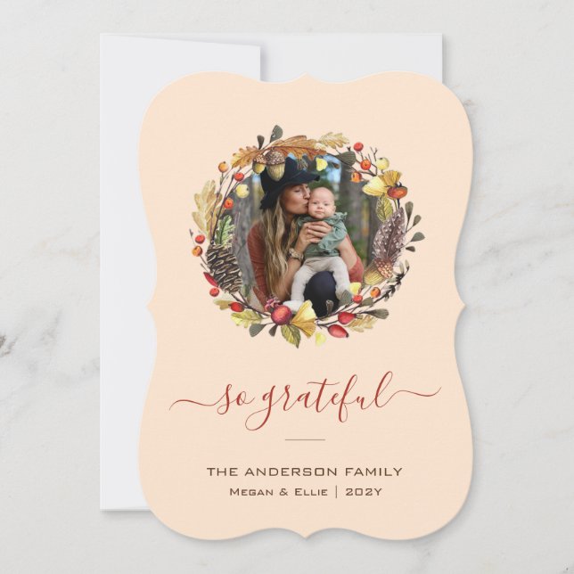 Thanksgiving för familjen Fall WAN-fotogrupp Julkort (Framsida)