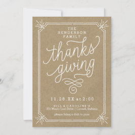 Thanksgiving för familjen Rustic Kraft Ram Inbjudningar