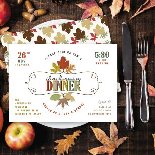 Thanksgiving för färglöst Löv, Julfest för innerin Inbjudningar