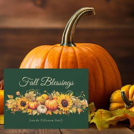 Thanksgiving för Grönt för Fall Blessings Pumpkins Julkort