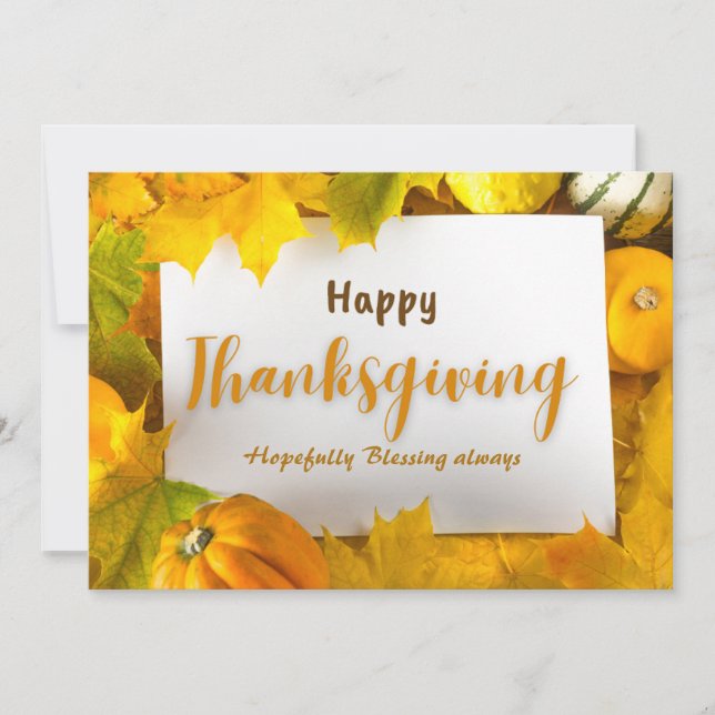 Thanksgiving för Gult av orange Julkort (Framsida)