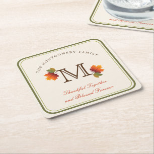 Thanksgiving för höst/Höst löv-familjen Underlägg Papper Kvadrat