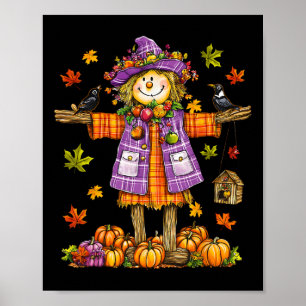 Thanksgiving för höstfällessäsong för fågelskrämma poster