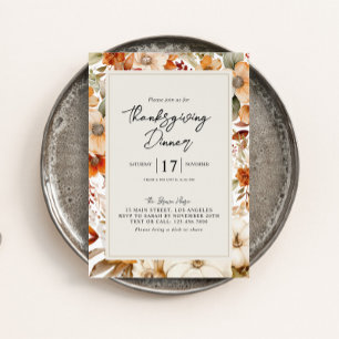 Thanksgiving för höstfärg, höstblomma inbjudningar