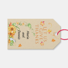 Thanksgiving för höstfärgspumpkin-Blommigt Presentetikett