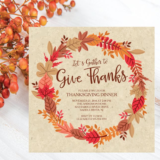 Thanksgiving för höstkrans i Ge, tack Inbjudningar (Skapare uppladdad)