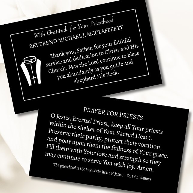 Thanksgiving för katolsk präst Gratitude Prayer Visitkort (Skapare uppladdad)