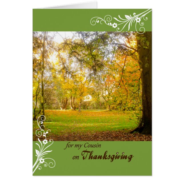 Thanksgiving för kusin Höst färger Park Scene Hälsningskort (Framsidan)