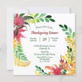 Thanksgiving för ljusfärglös Löv-Ram Inbjudningar