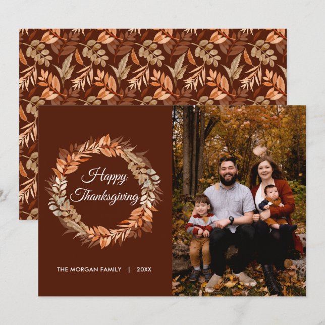 Thanksgiving för Löv av kronisk höst Foto Julkort (Fram/baksida)