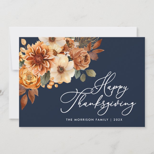 thanksgiving för marin blommigt för trendig hösten julkort (Framsida)
