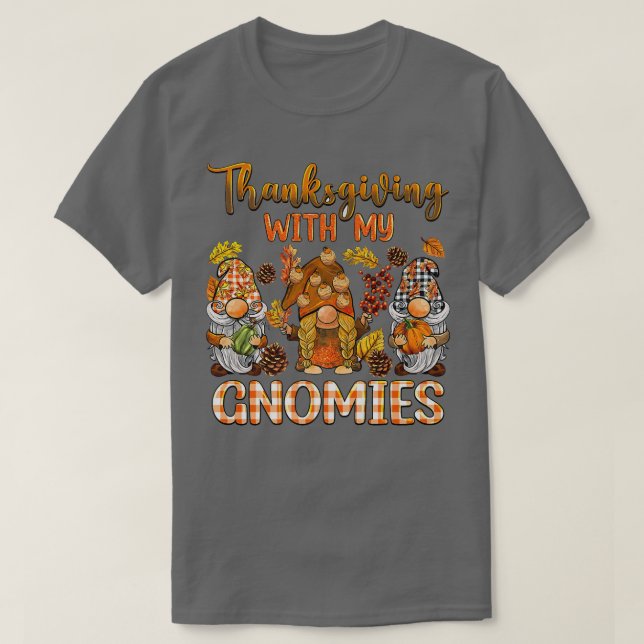 Thanksgiving för min Gnomies faller med Pumpkin Gn T Shirt (Design framsida)