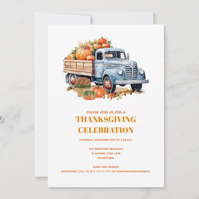 Thanksgiving för modern höstklumpump inbjudningar (Framsida)