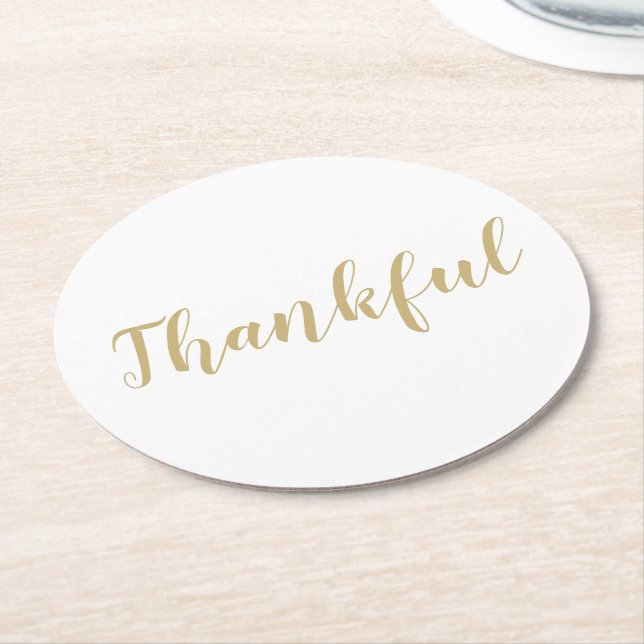 Thanksgiving för nyare skript i guld underlägg papper rund (Vinklad)